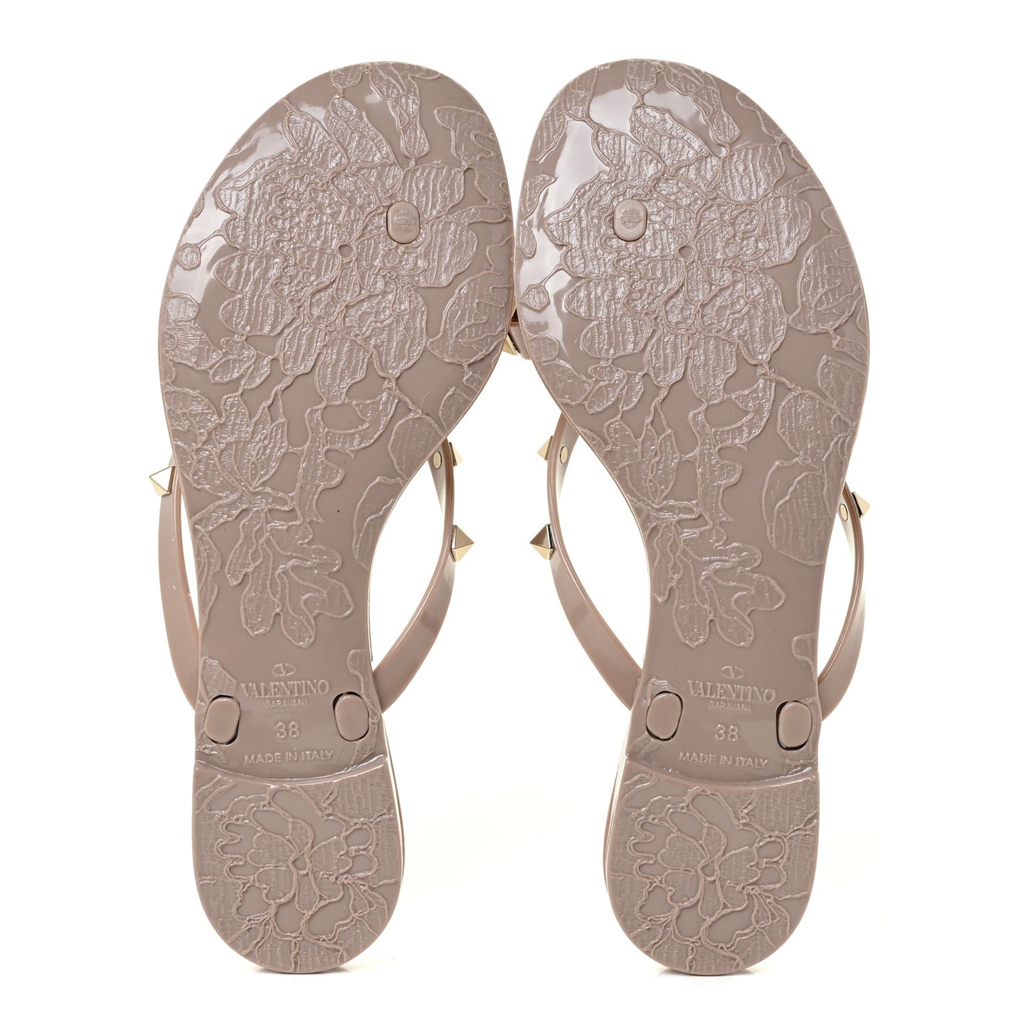 PVC Jelly Rockstud Bow Thong Sandals 38 Poudre