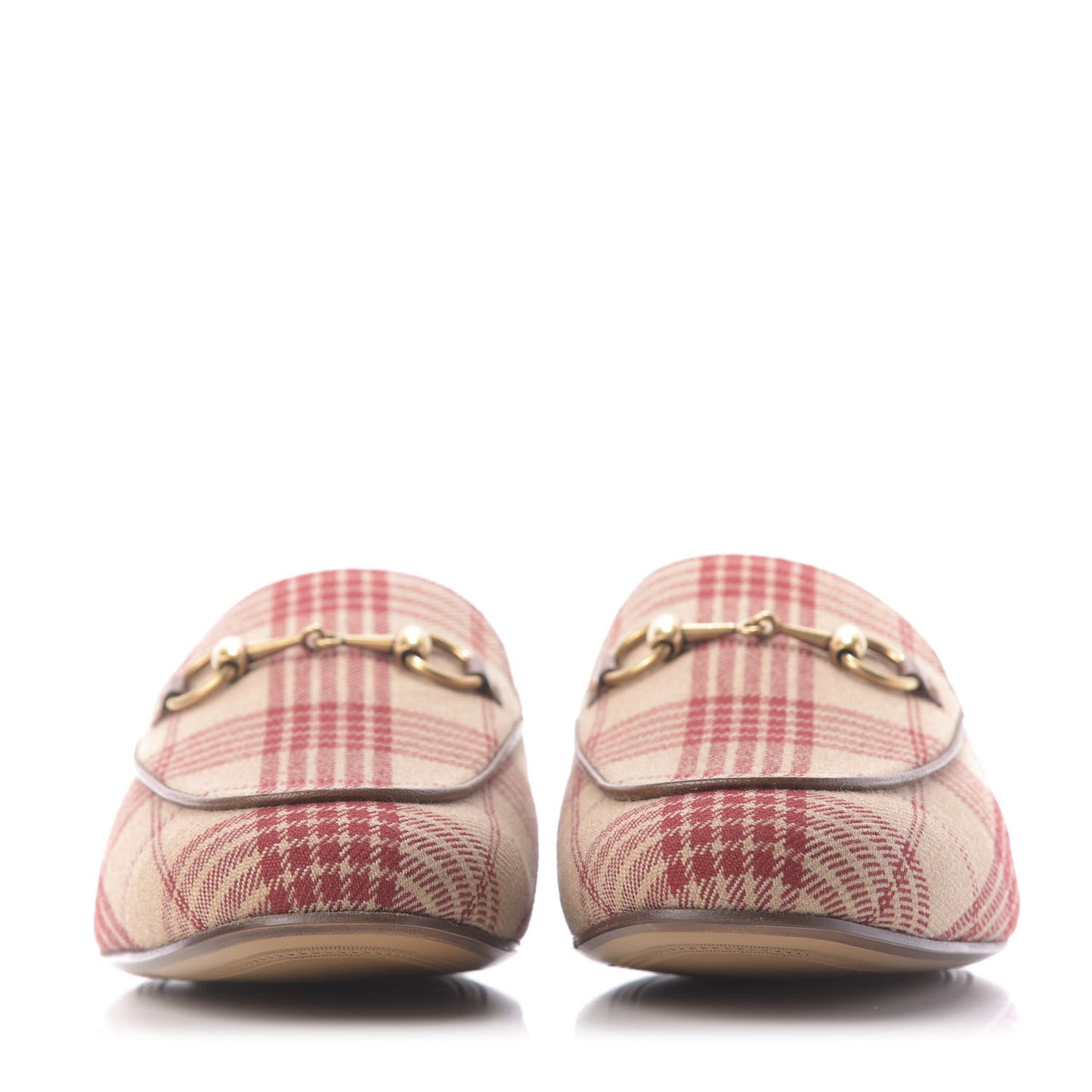Canvas Tartan Mens Princetown Slippers 8.5 Camel Red Cuir