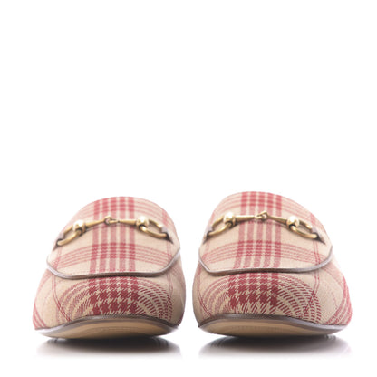 Gucci Canvas Tartan Mens Princetown Slippers 8.5 Camel Red Cuir 2 of 11