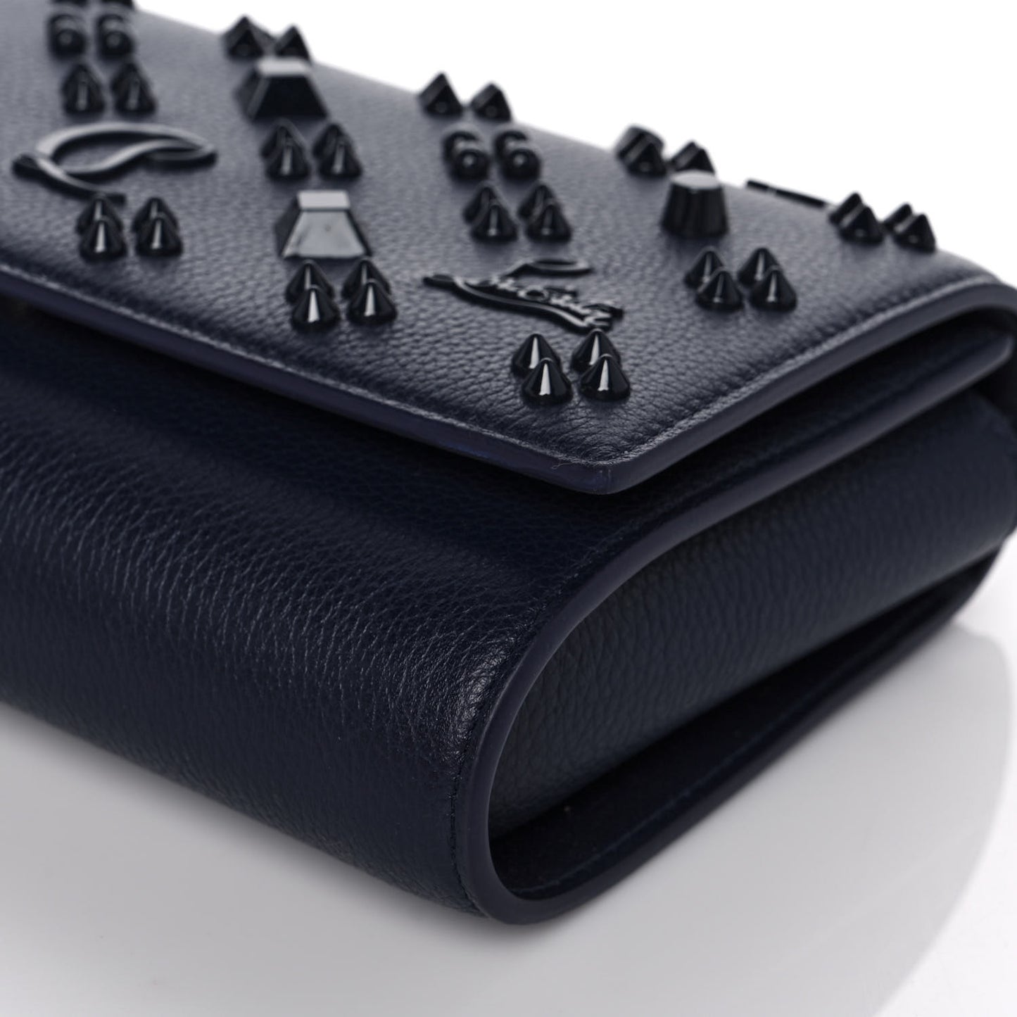 Calfskin Spikes Loubinthesky Paloma Clutch Navy
