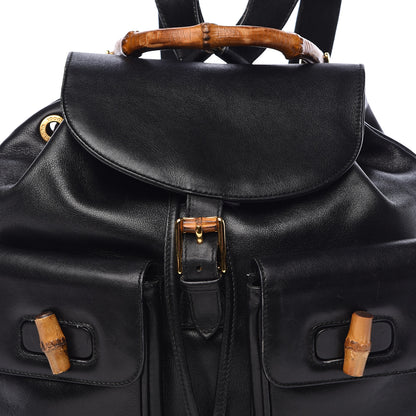 Gucci Calfskin Bamboo Backpack Black 21 of 22