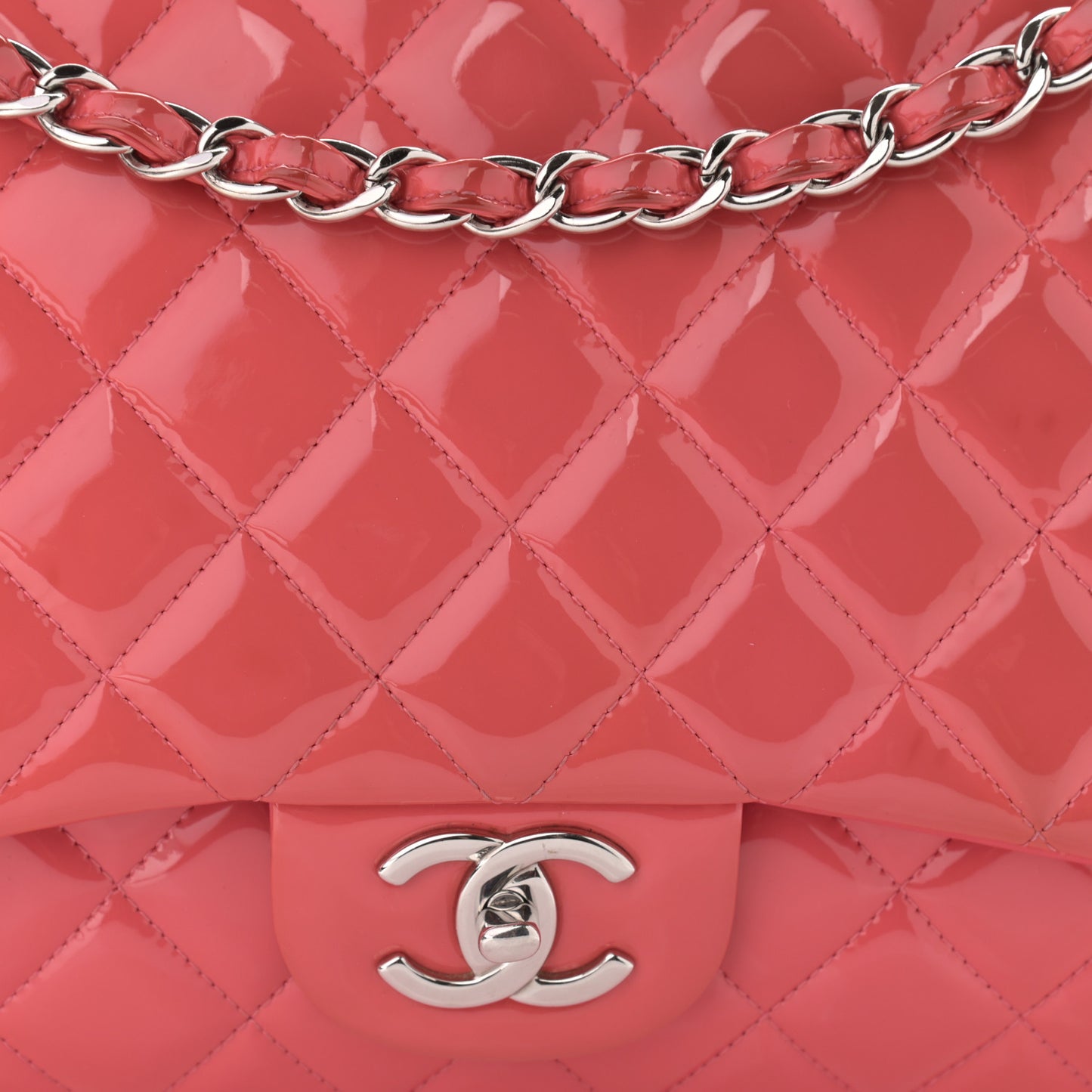 Patent Quilted Maxi Double Flap Pink