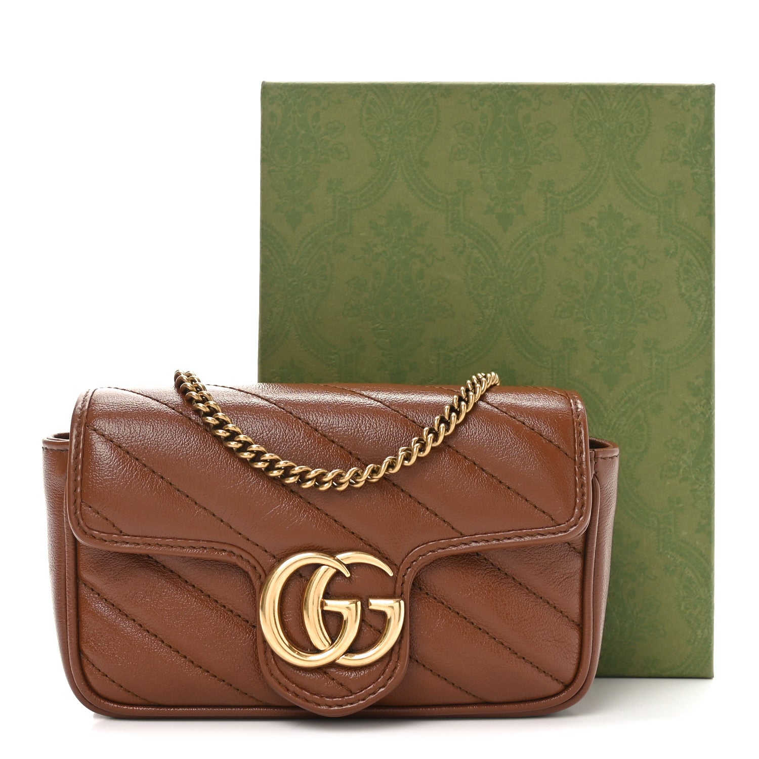 Gucci Azalea Calfskin Matelasse Diagonal Super Mini GG Marmont Shoulder Bag Cuir 11 of 11