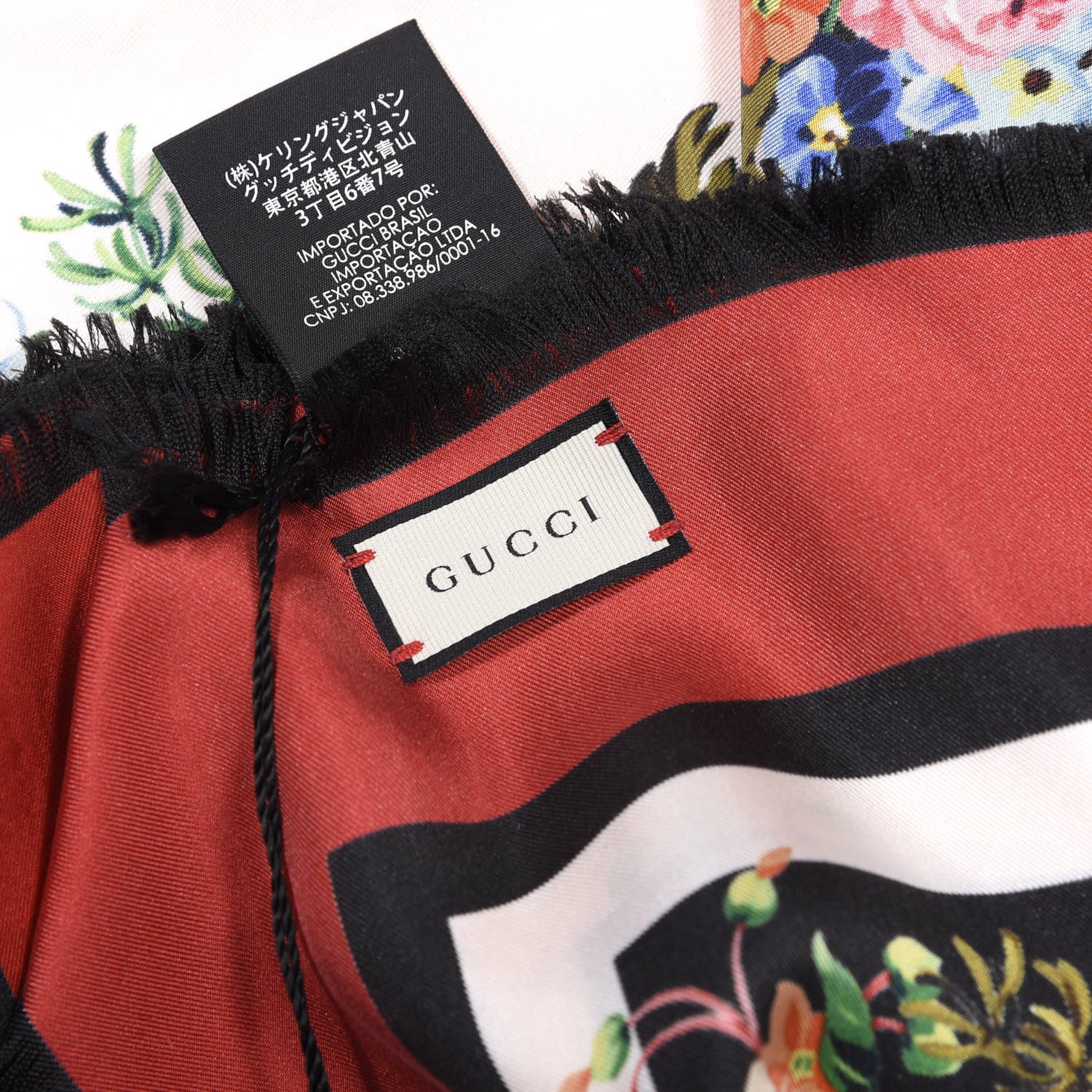 Gucci Silk Twill Josephine Stripe Scarf Black Multicolor 3 of 4