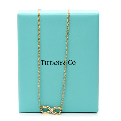 Tiffany 18K Yellow Gold Infinity Double Chain Pendant Necklace 6 of 6