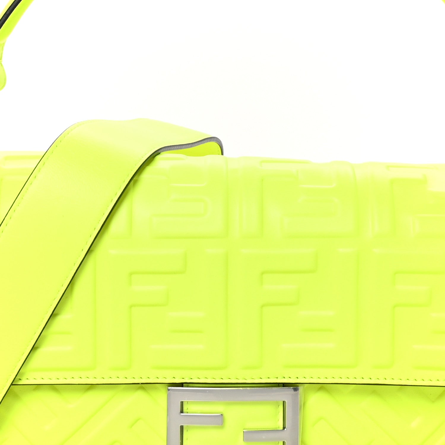 Fendi X MARC JACOBS Nappa FF 1974 Embossed Baguette Yellow Fluo 9 of 12