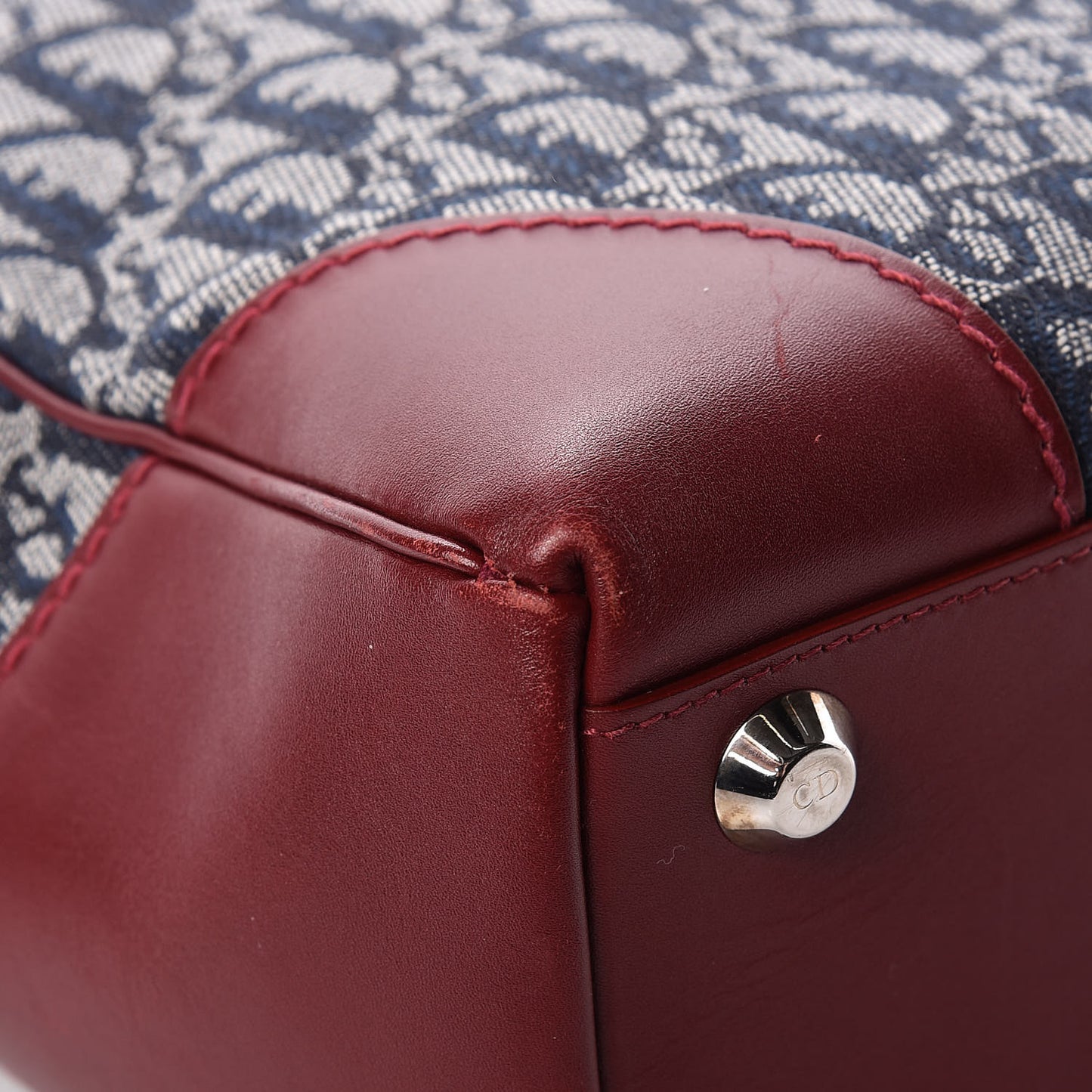 Denim Calfskin Monogram Tote Navy Blue Red