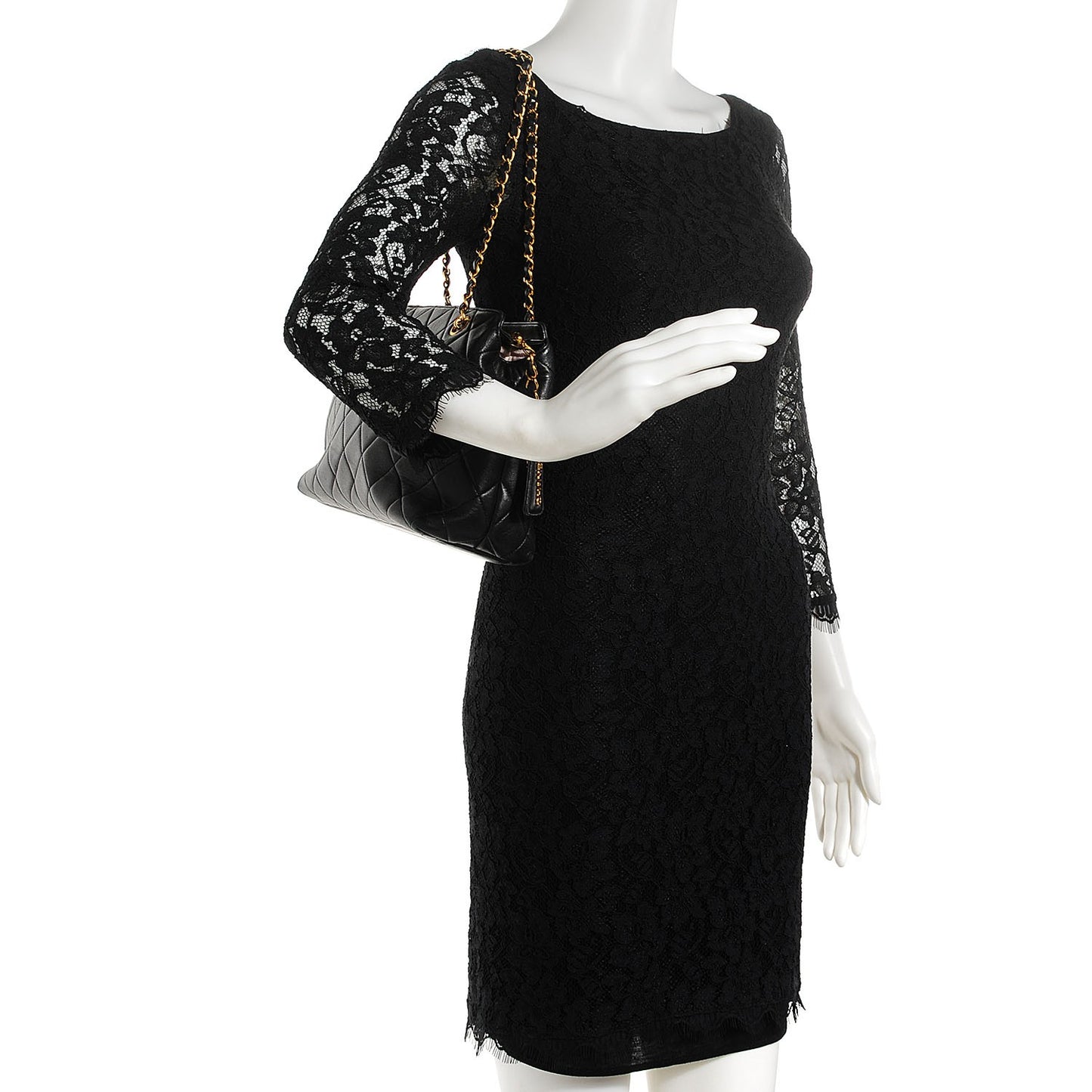 Lambskin Quilted Shoulder Bag Black