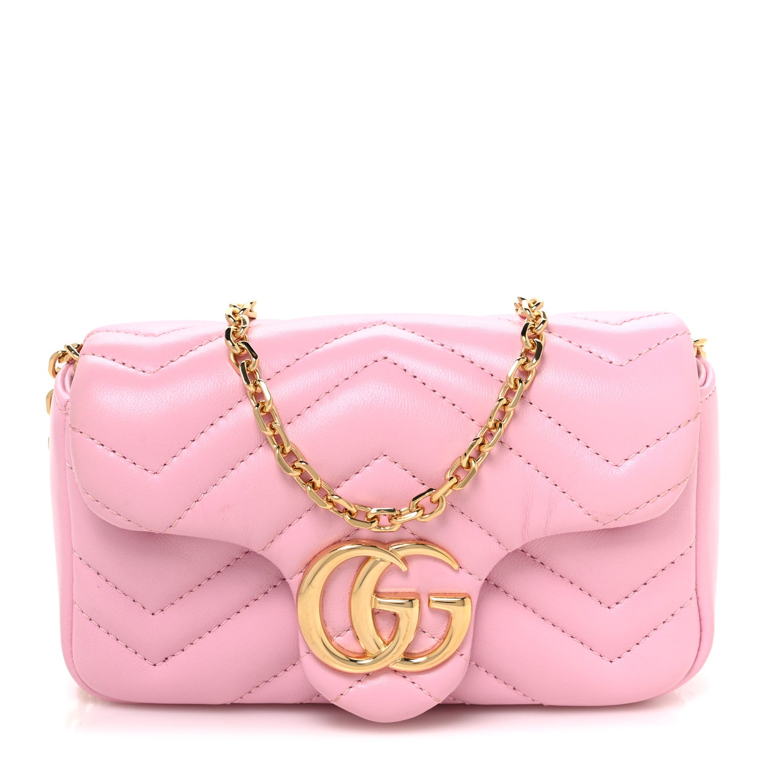 Gucci Lambskin Matelasse Mini GG Marmont Shoulder Bag Light Pink 1 of 11