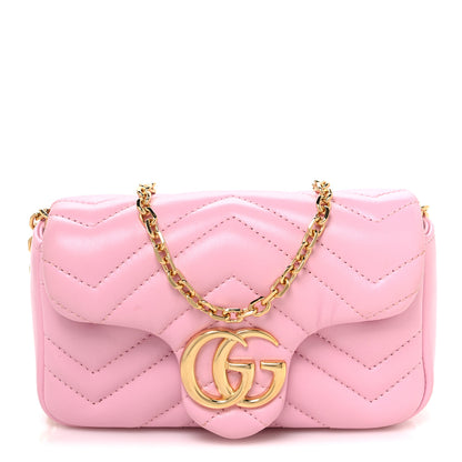 Gucci Lambskin Matelasse Mini GG Marmont Shoulder Bag Light Pink 1 of 11