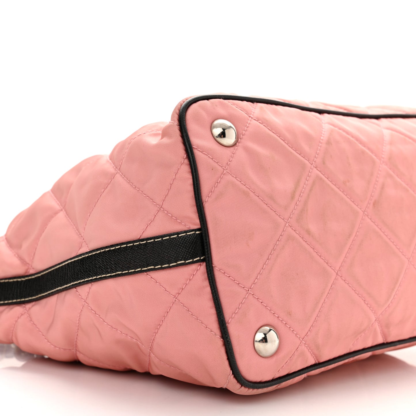 Tessuto Nylon Impuntutato Quilted Shoulder Bag Rosa Black