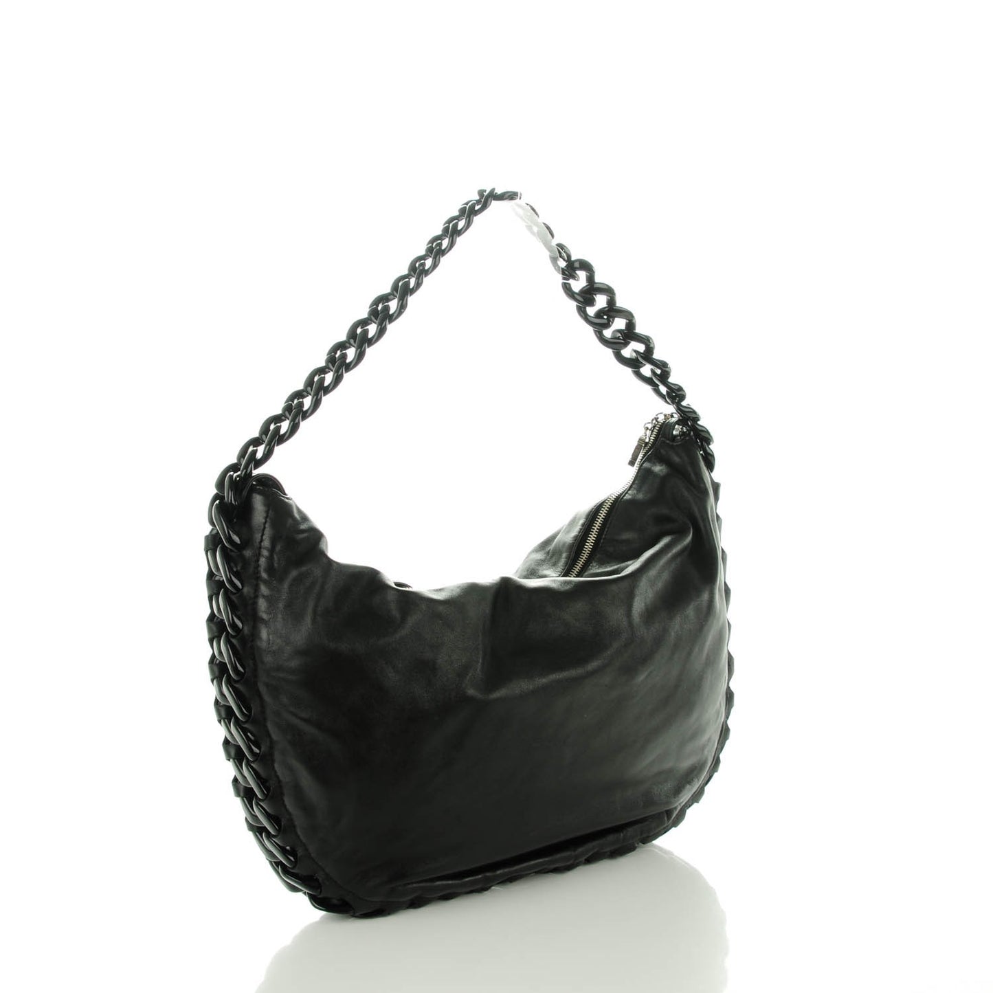 Calfskin Modern Chain Hobo Black