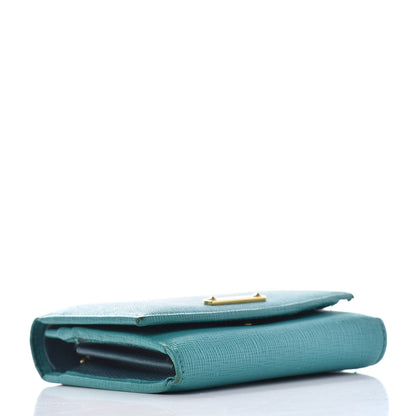 Fendi Vitello Elite Bi-Color Compact Wallet Lago Oceano 4 of 6