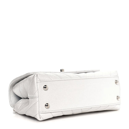 Chanel Iridescent Caviar Chevron Quilted Mini Coco Handle Flap White 4 of 12