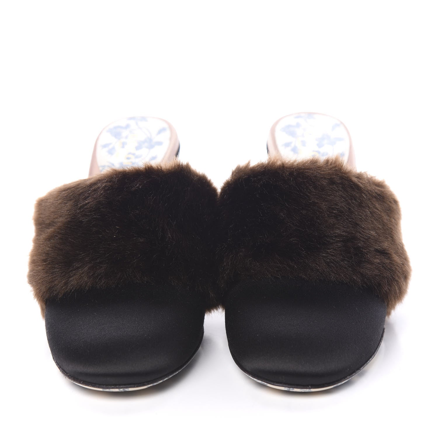 Gucci Mink Silk Satin Crystal Candy Mules 37 Scan Brown Black 2 of 11