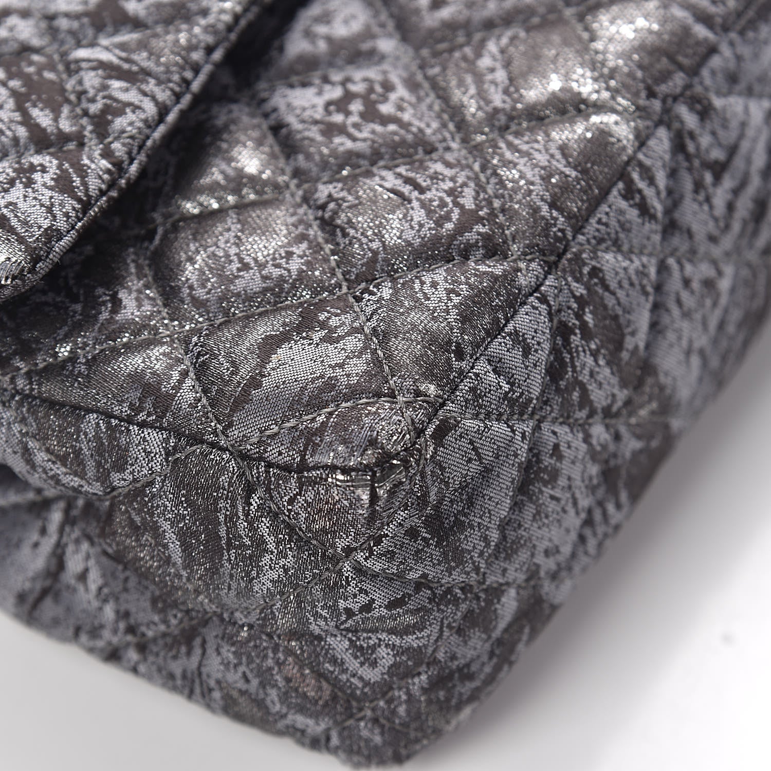 Chanel Metallic Brocade Quilted Medium Double Flap Dark Grey 13 of 15