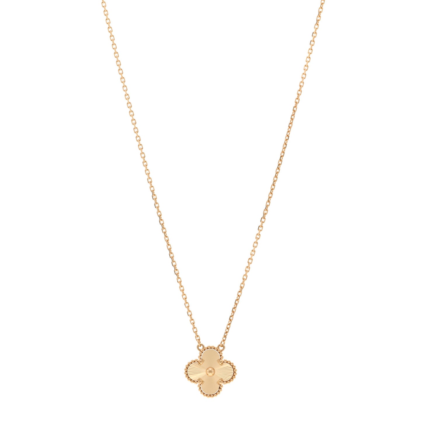 18K Yellow Gold Guilloché Vintage Alhambra Pendant Necklace