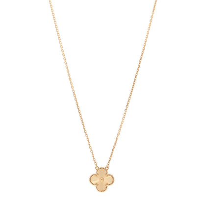 Van Cleef & Arpels 18K Yellow Gold Guilloché Vintage Alhambra Pendant Necklace 1 of 6