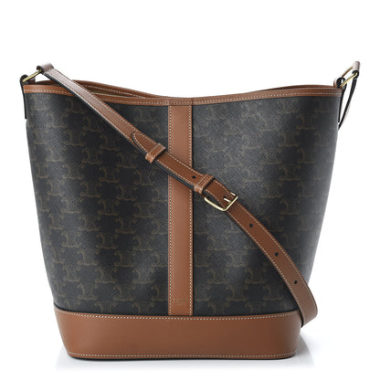 Celine Triomphe Canvas Calfskin Medium Bucket Bag Tan 1 of 9