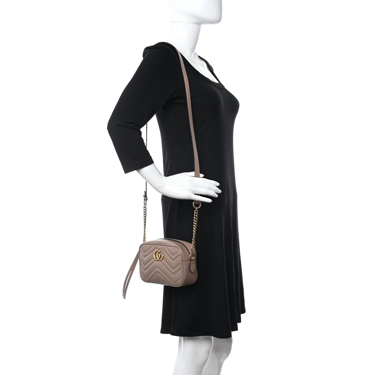 Calfskin Matelasse Mini GG Marmont Chain Shoulder Bag Porcelain Rose