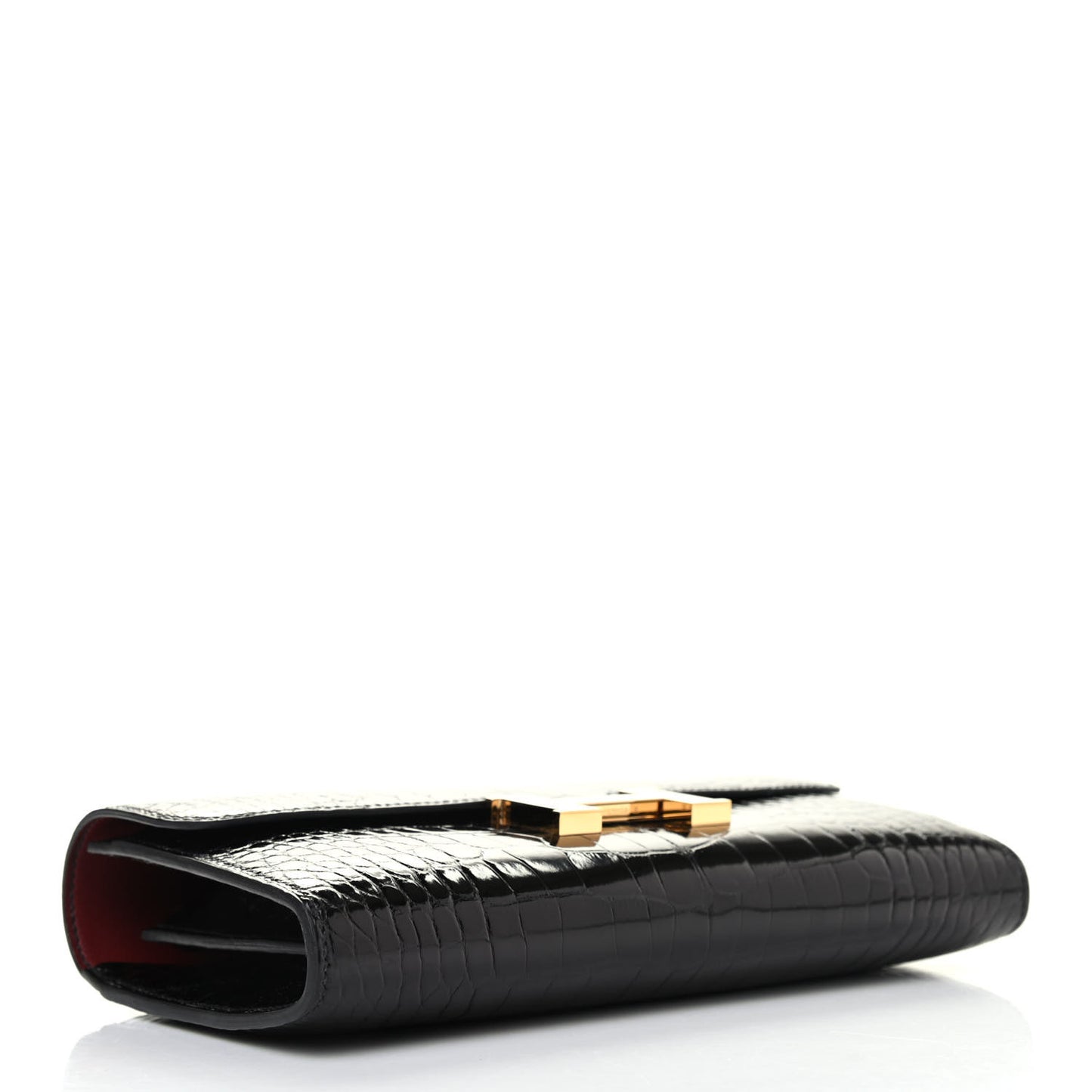 Shiny Alligator Constance Long Wallet Black