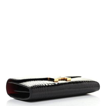 Hermes Shiny Alligator Constance Long Wallet Black 3 of 6