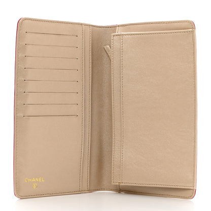 Chanel Lambskin Camellia Embossed Yen Wallet Fuchsia 5 of 9