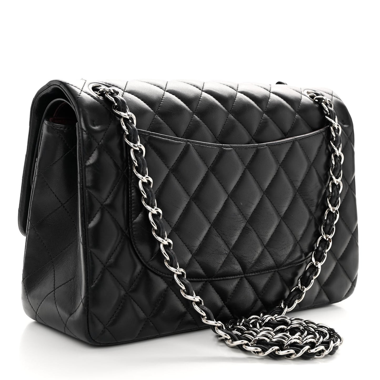 Lambskin Quilted Jumbo Double Flap Black