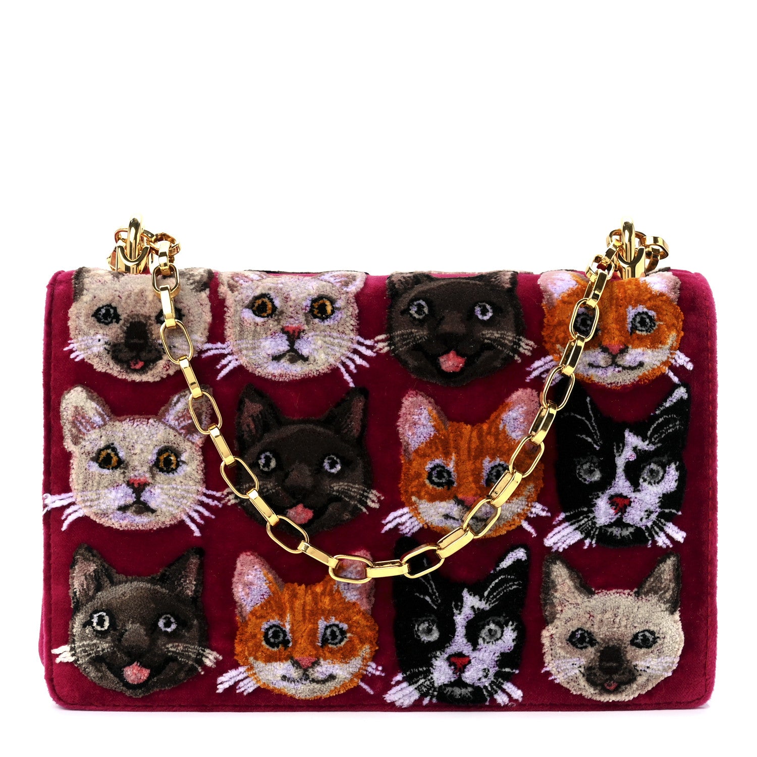 Dolce & Gabbana Velvet Cats Shoulder Bag Multicolor 1174593