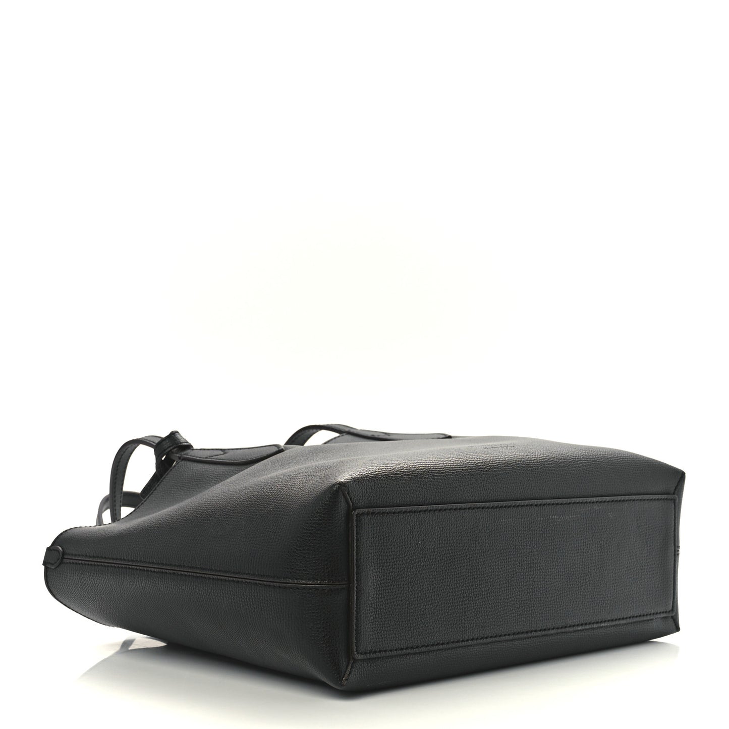 Grainy Calfskin Haymarket Check Medium Reversible Tote Black