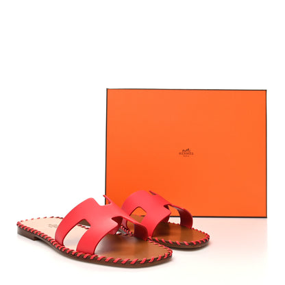 Hermes Box Calfskin Braided Oran Sandals 39 Rouge Grenadine 9 of 9