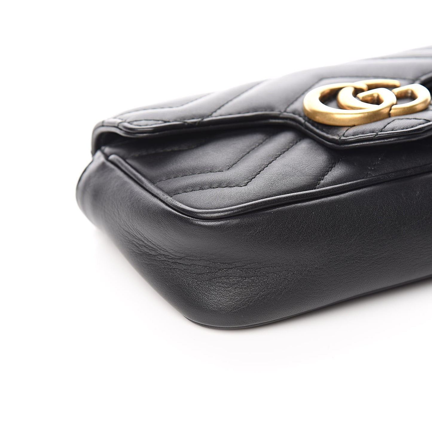 Calfskin Matelasse Super Mini GG Marmont Shoulder Bag Black