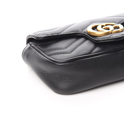 Gucci Calfskin Matelasse Super Mini GG Marmont Shoulder Bag Black 8 of 10