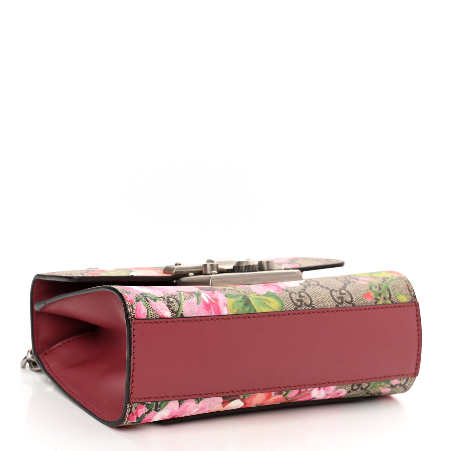 GG Supreme Monogram Blooms Small Padlock Shoulder Bag Beige Multicolor Dry Rose