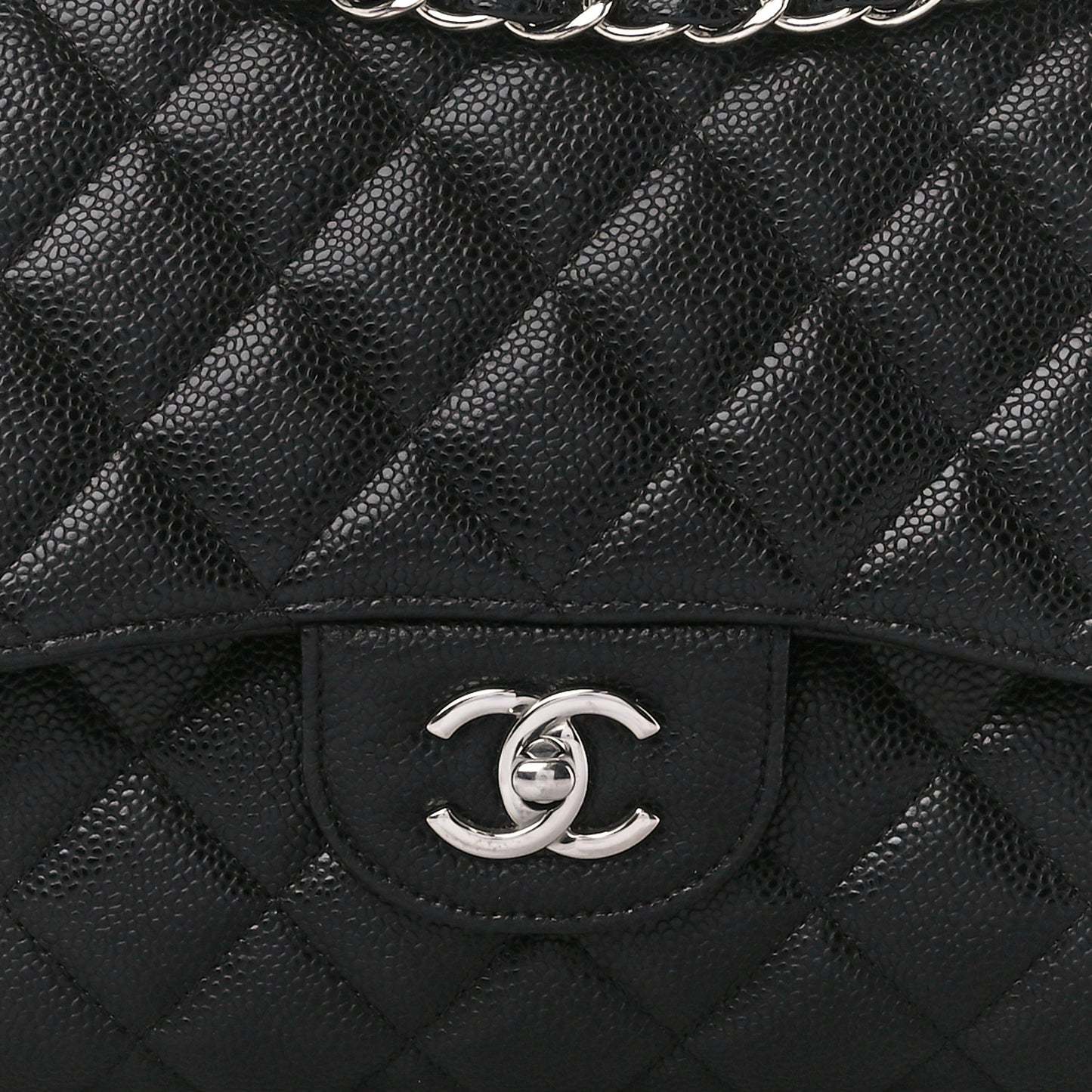 Caviar Quilted Jumbo Double Flap Black