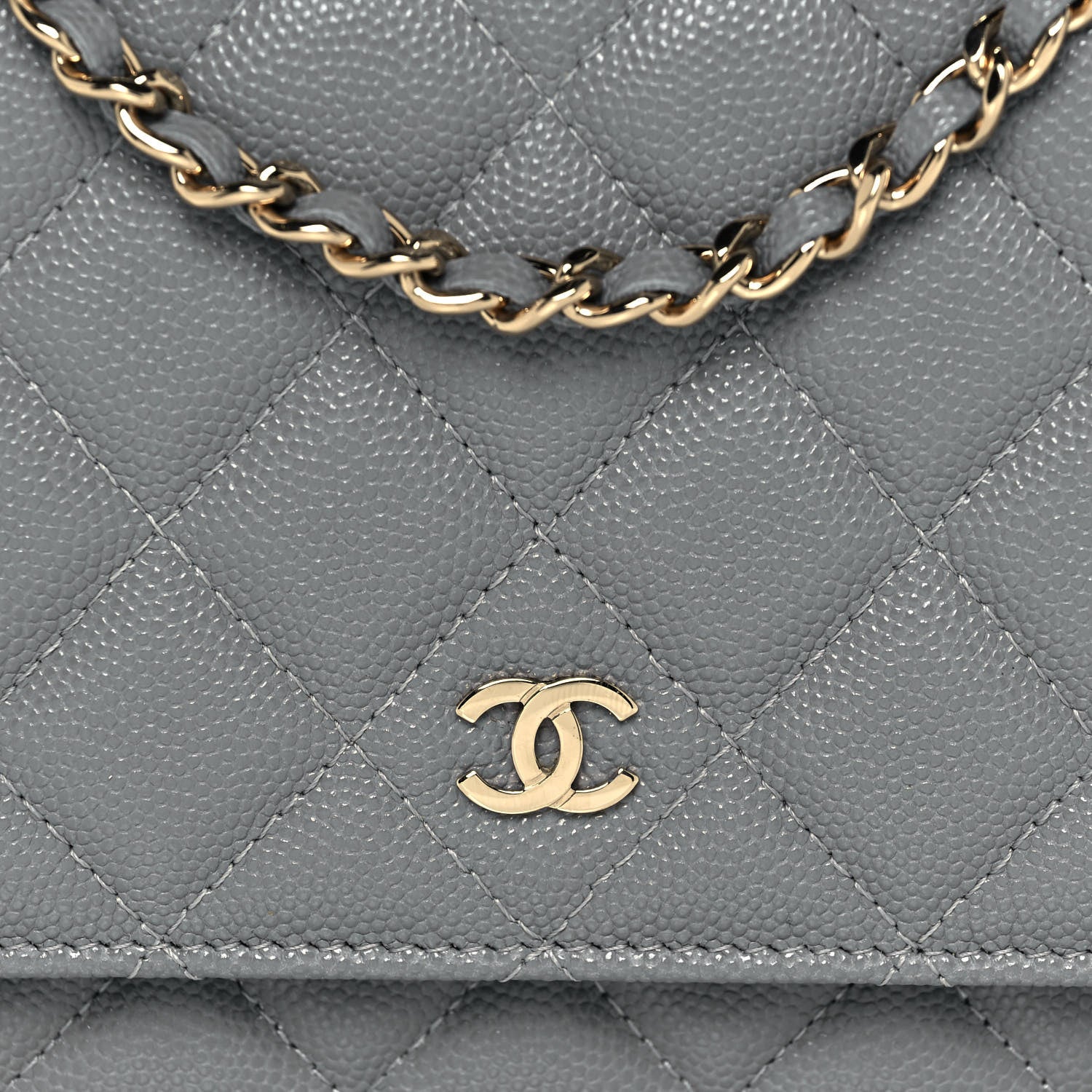 Chanel Caviar Quilted Wallet On Chain WOC Dark Grey 11 of 12