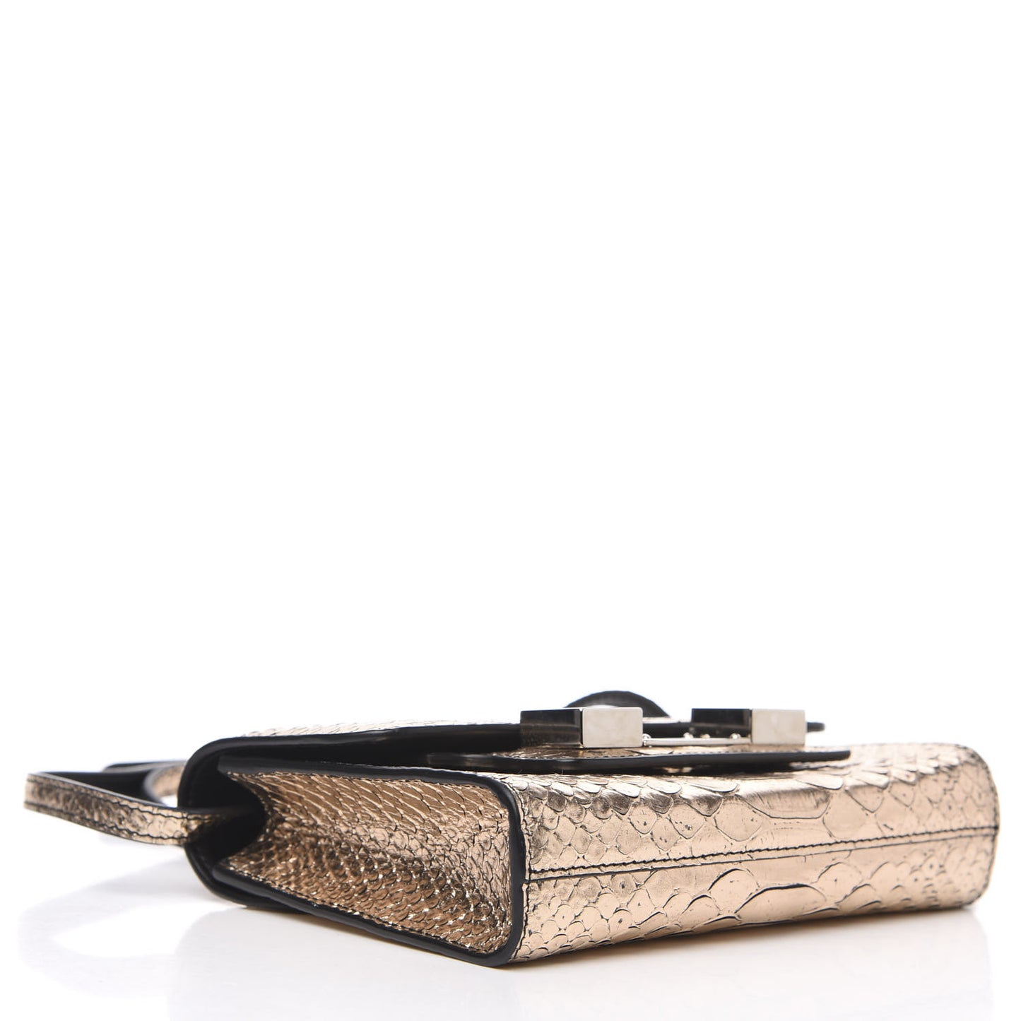 Metallic Python Calfskin Embossed PS11 Wallet With Strap Rose Gold