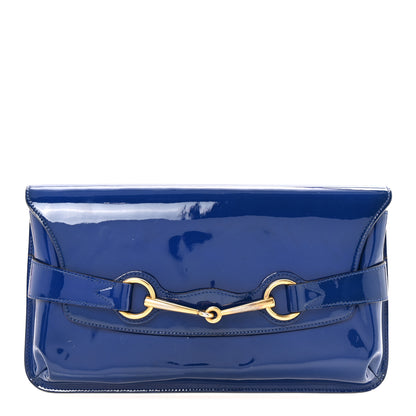 Gucci Patent Large Bright Bit Clutch Deep Zaffiro 1 of 8