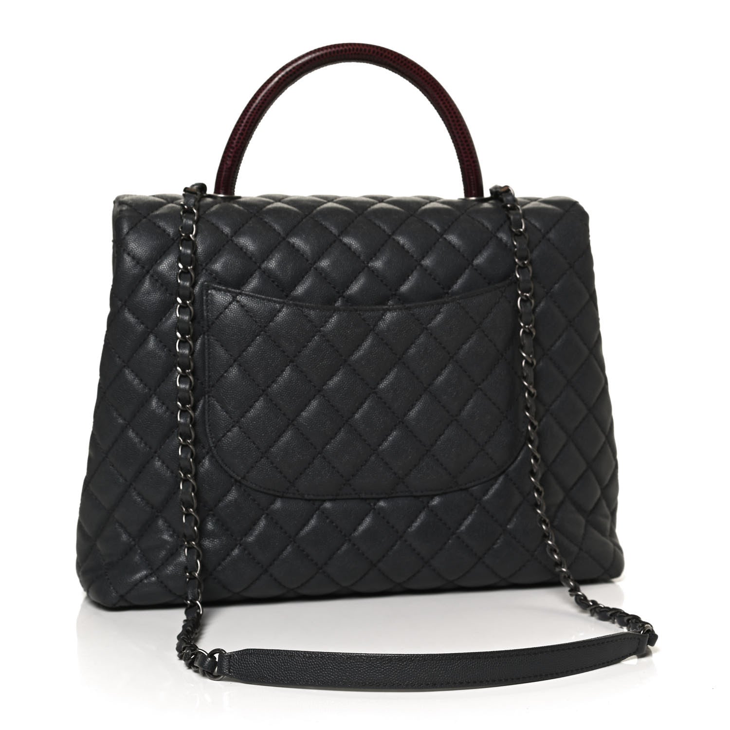 Chanel Caviar Lizard Quilted Large Coco Handle Flap Grey 2 of 10