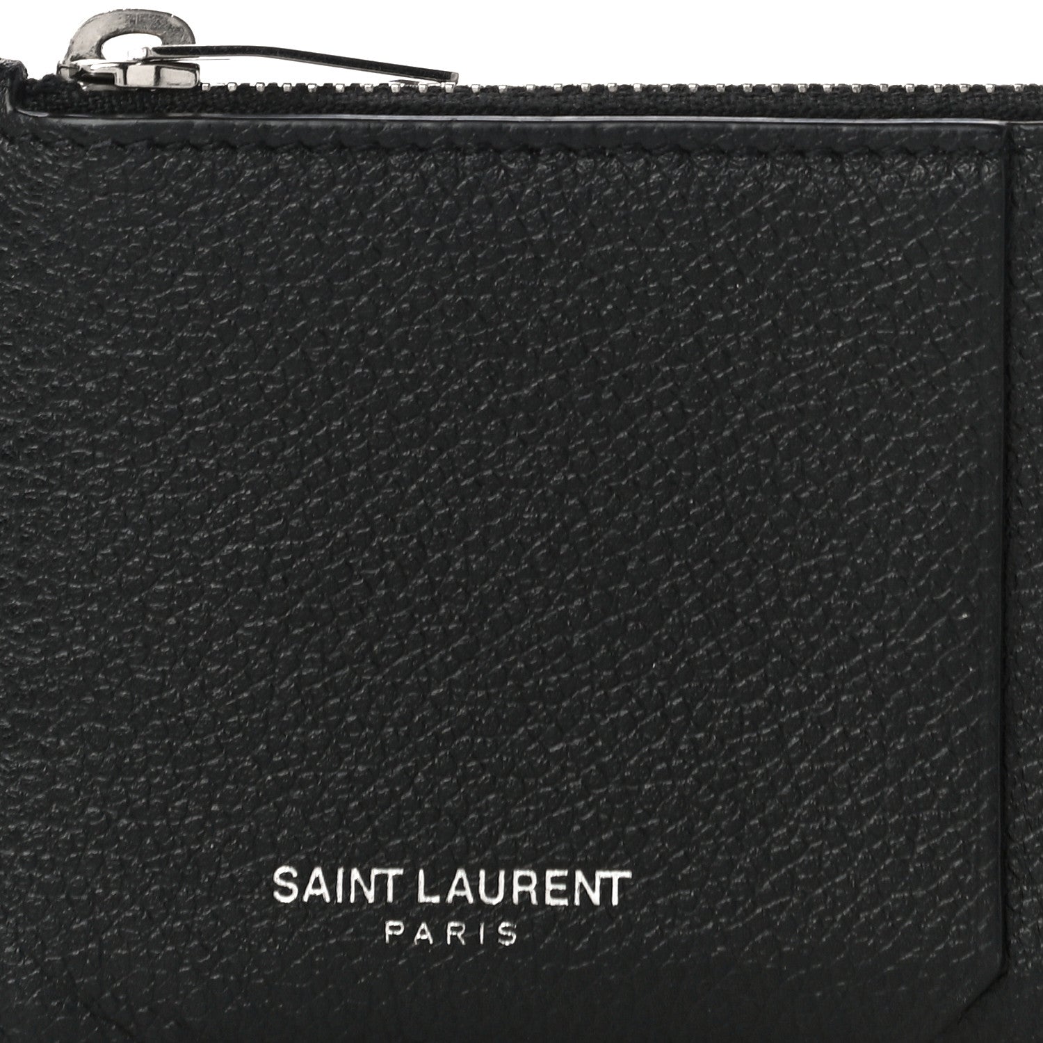 Saint Laurent Grained Calfskin 5 Fragments Zip Pouch Card Holder Black 6 of 10