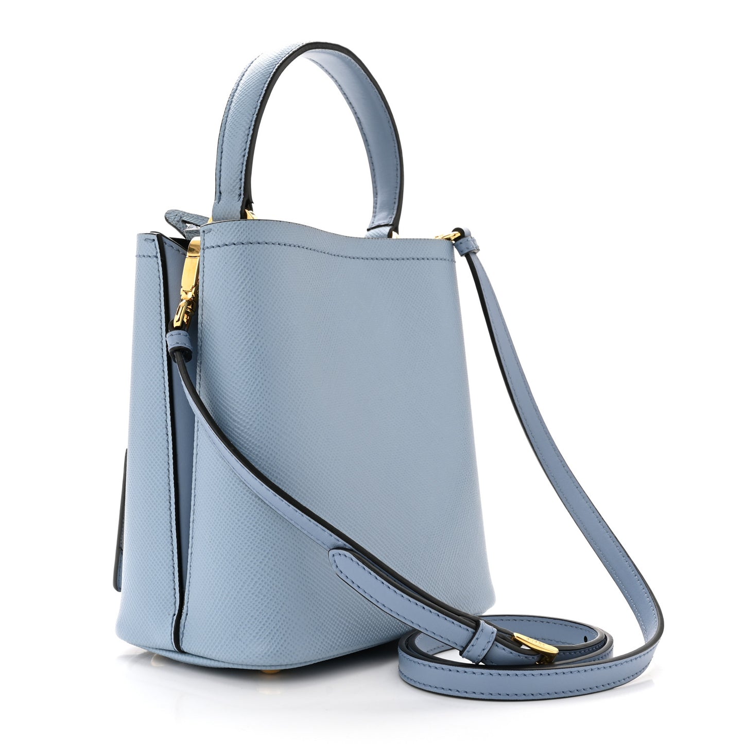 Saffiano Cuir Calfskin Small Panier Bucket Bag Astrale Black