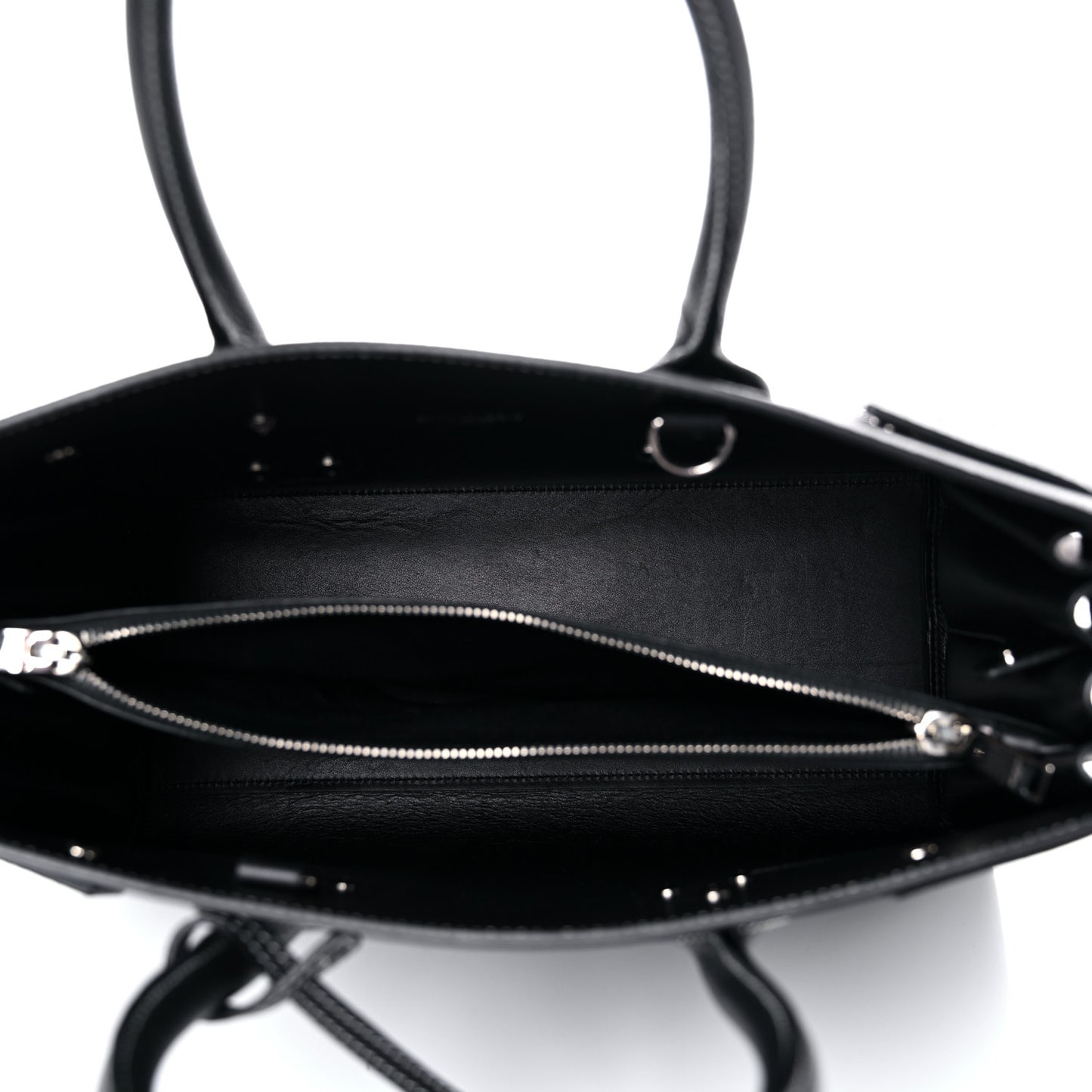 Grained Calfskin Topstitch Small Sac De Jour Black Porcelain