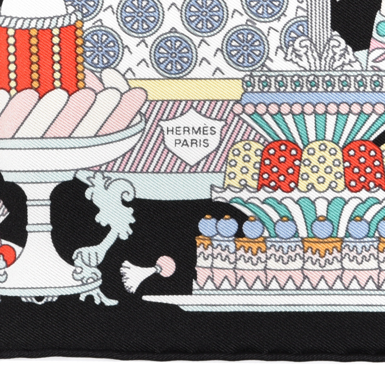 Silk La Patisserie Francaise Scarf 45 Black Menthol Multicolor