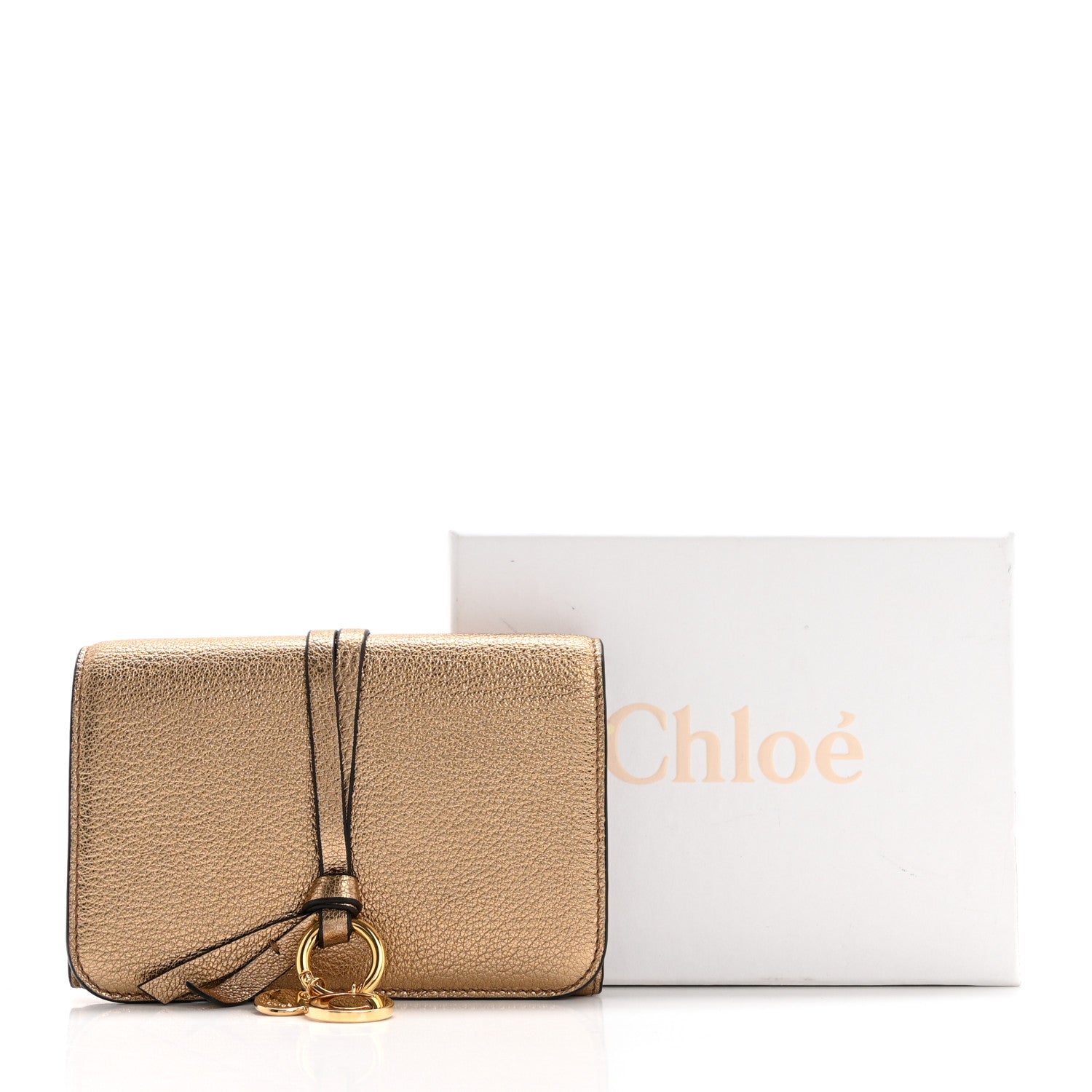 Chloe Metallic Calfskin Alphabet Trifold Wallet Gold 8 of 8