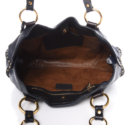 Prada Nappa Studded Aviator Shopping Tote Blue 5 of 19
