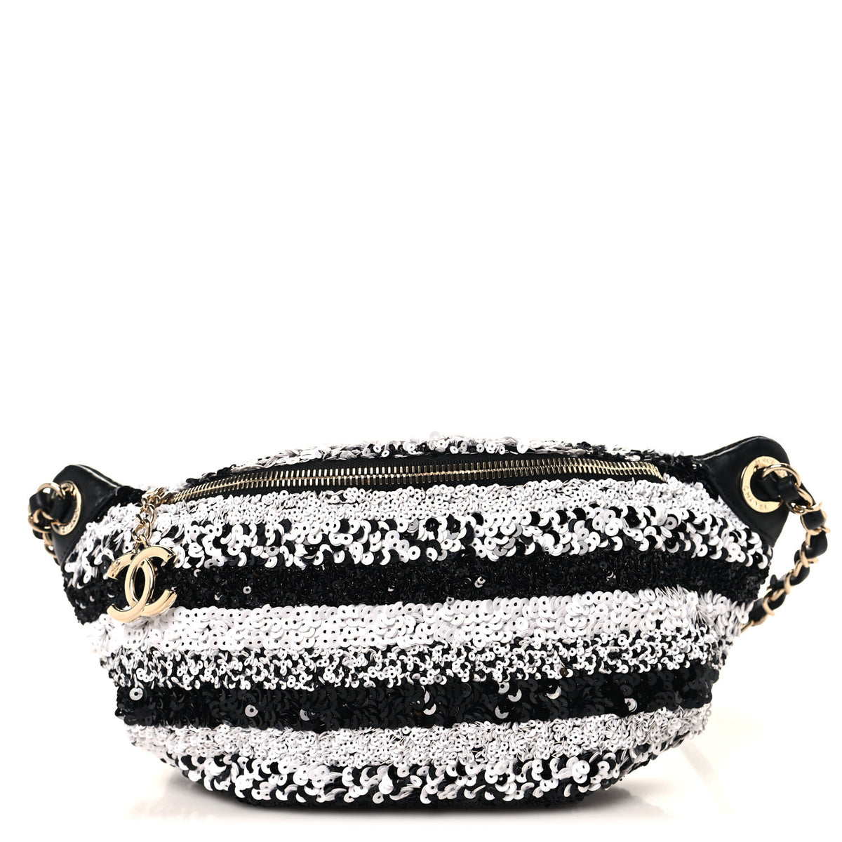 Sequin Coco Cuba Waist Bag Fanny Pack Black White