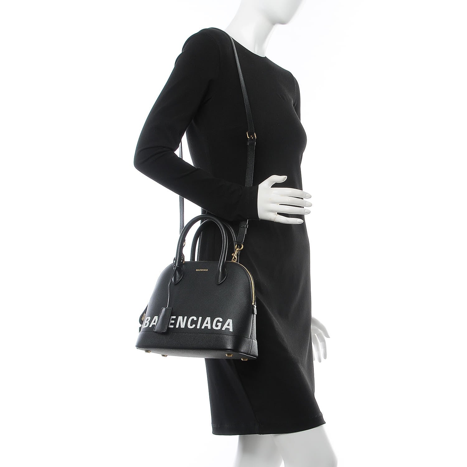 Balenciaga Signature Grained Calfskin Logo S Ville Top Handle Bag Black 3 of 10