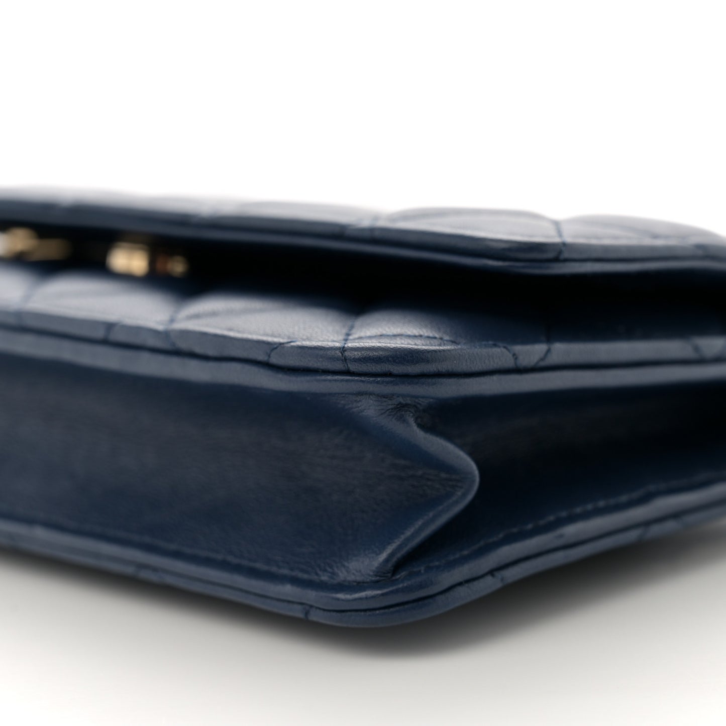 Lambskin Quilted Wallet On Chain WOC Dark Blue