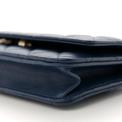 Chanel Lambskin Quilted Wallet On Chain WOC Dark Blue 10 of 10