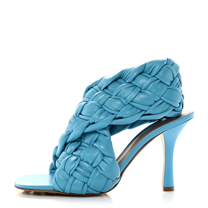 Bottega Veneta Shiny Nappa Intrecciato The Board Sandals 38.5 Sky Blue 1 of 7